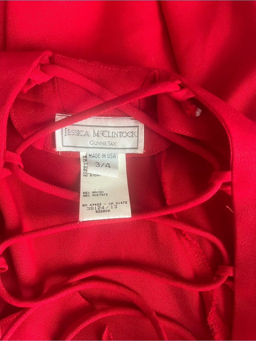 Jessica McClintock Bold Red Sleeveless V-Neck Maxi Gown - Picture 5 of 5